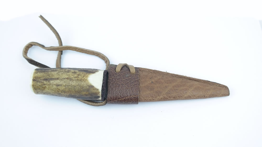 Genuine Stag Antler Sgian Dubh Straight (Damascus Steel)