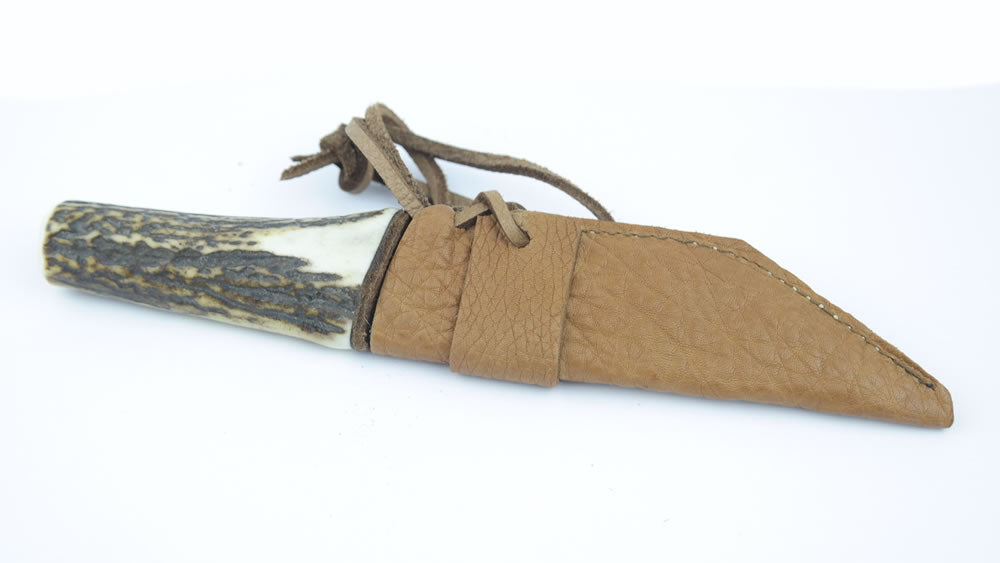 Small Scramsax, Stag Antler Handle, Damascus Blade