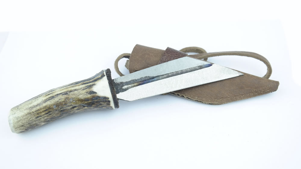 Small Scramsax, Stag Antler Handle, Carbon Steel Blade