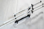 Set of 3 White Dragon Samurai Swords on Stand