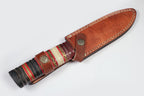 Small Damascus Knife with layered and patterned handle