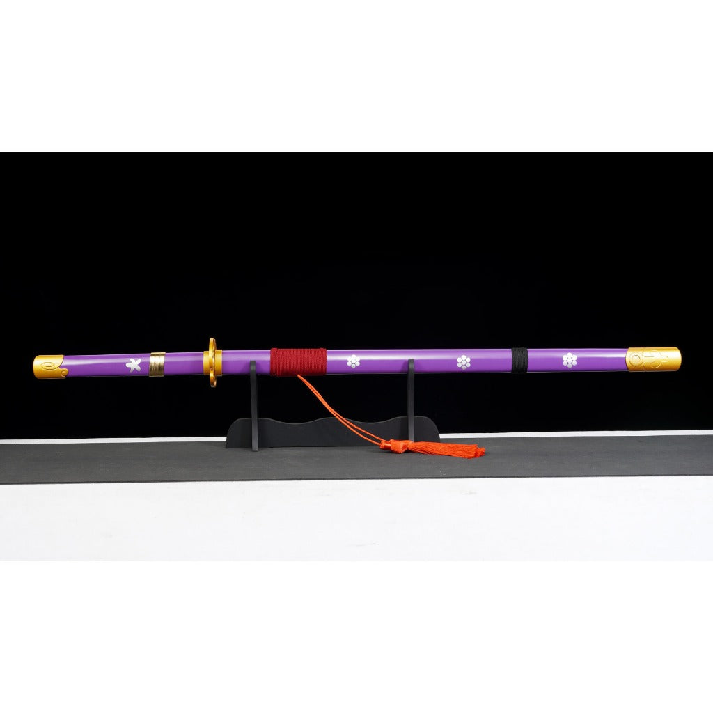 Purple with Green and Grey Blade Metal Sword