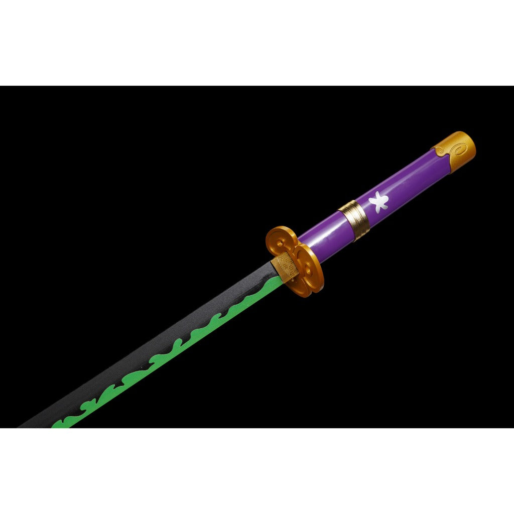 Purple with Green and Grey Blade Metal Sword