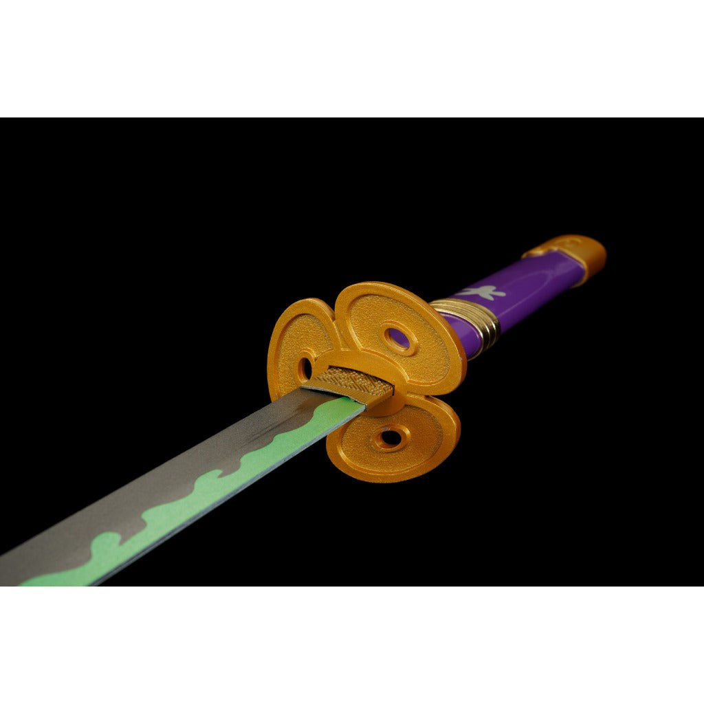 Purple with Green and Grey Blade Metal Sword
