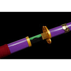 Purple with Green and Grey Blade Metal Sword