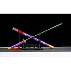Purple with Green and Grey Blade Metal Sword