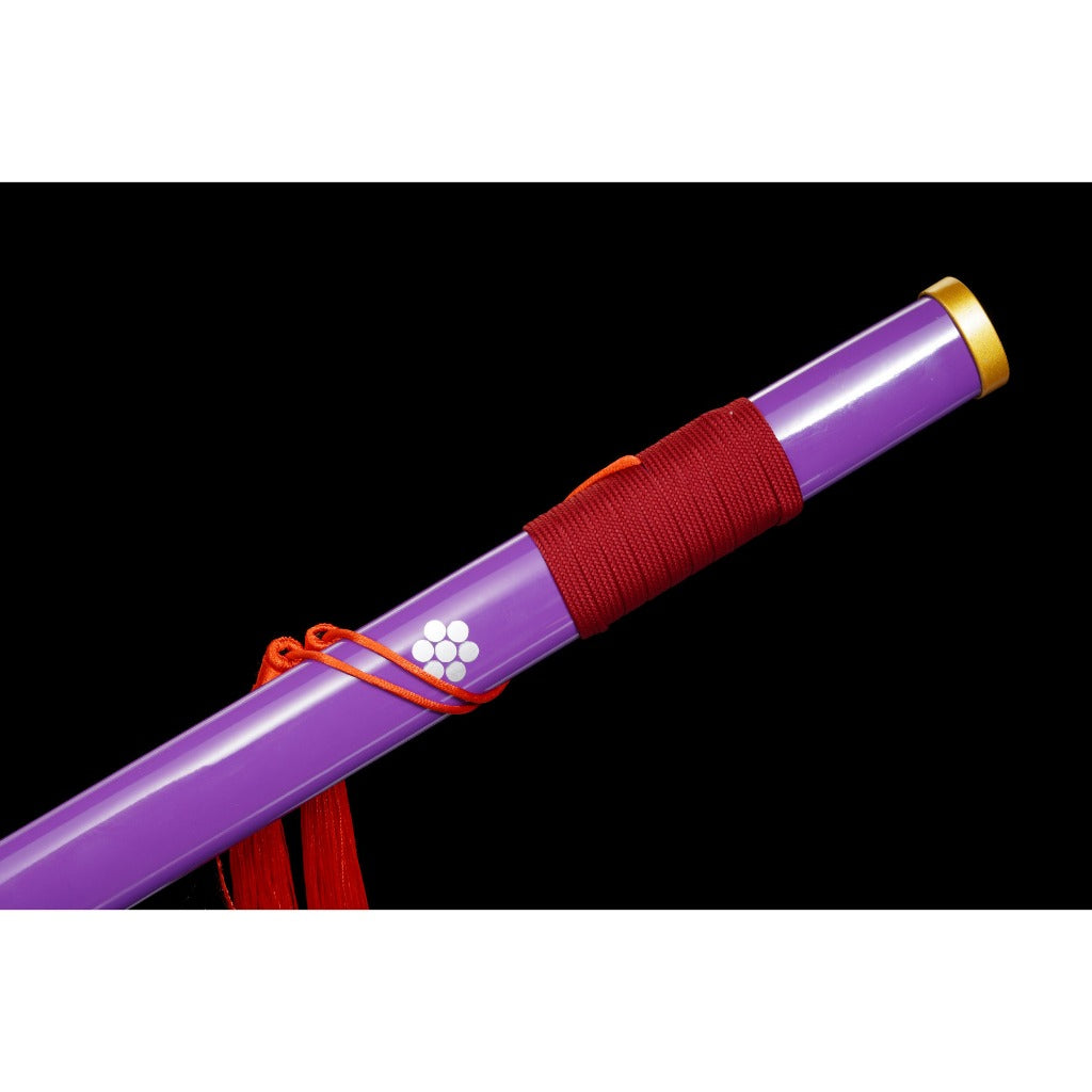 Purple with Green and Grey Blade Metal Sword