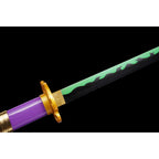 Purple with Green and Grey Blade Metal Sword