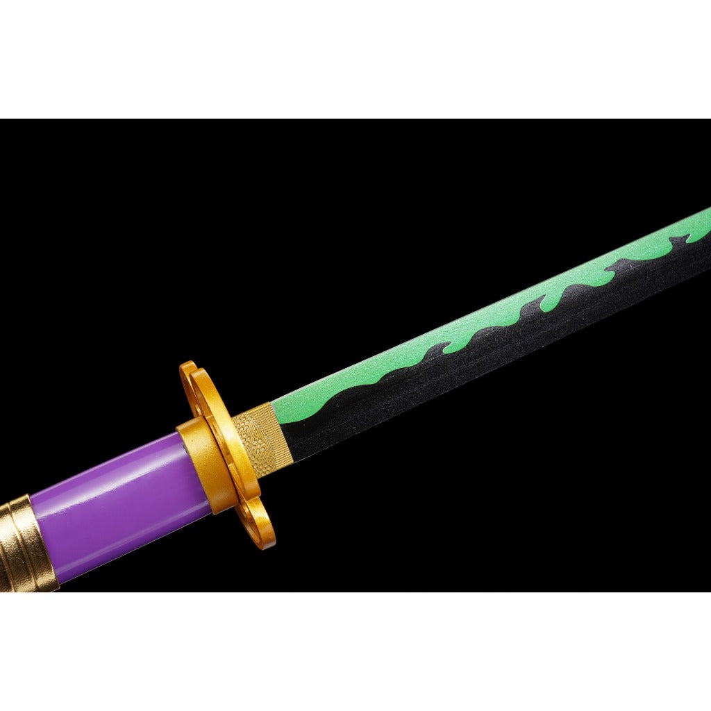 Purple with Green and Grey Blade Metal Sword