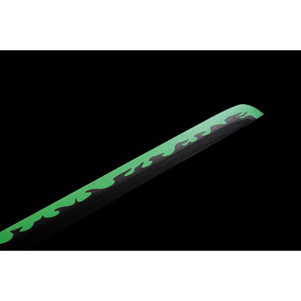 Purple with Green and Grey Blade Metal Sword