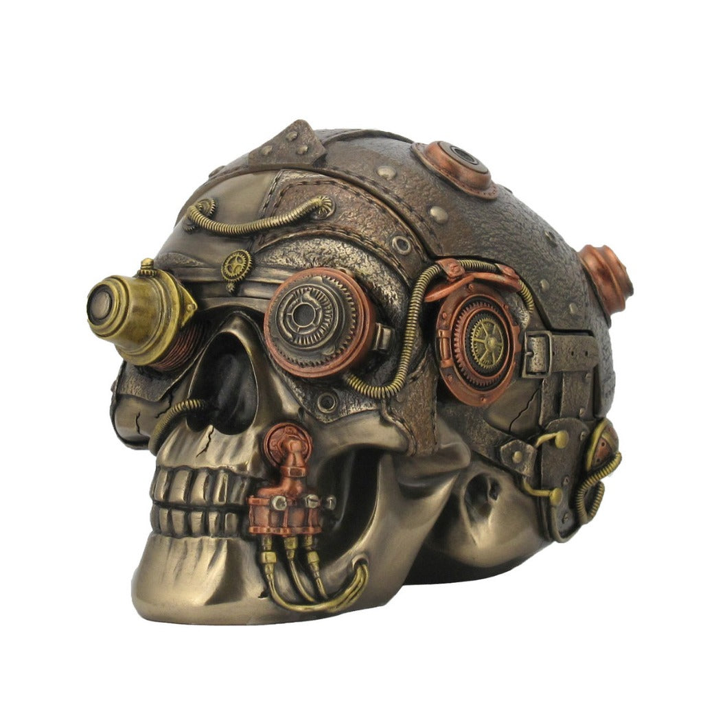 Steampunk Skull with Leather Trinket Box