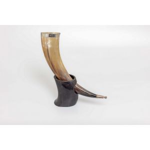 Viking Runes Horn with Natural Horn Table Stand