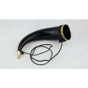 Horn with Metal Fittings and Leather Shoulder Strap