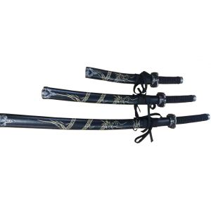 Black Set of 3 with Dragon (Stainless Steel Blade)