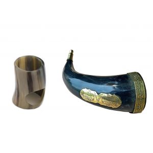 Viking Style Drinking Horn with Horn Stand