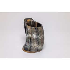 Natural Horn Tankard - Raven Design