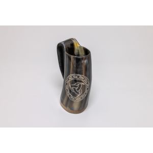 Natural Horn Tankard - Norse Triple Knot Design