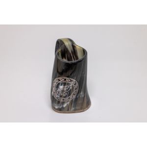 Natural Horn Tankard - Wolf Design