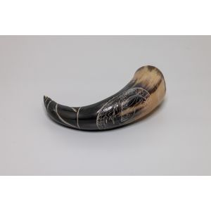 Natural Drinking Horn - Huginn and Muninn Design