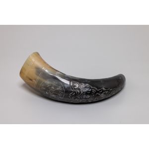 Natural Drinking Horn – Norse Compass and Knotwork Design