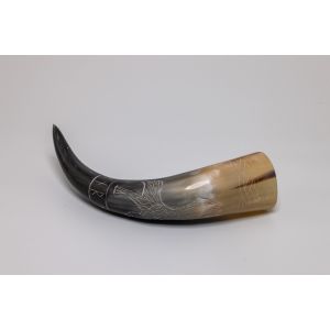 Natural Drinking Horn - Fenrir (Wolf) Design