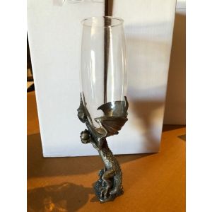 Dragon with Ball Pewter Glass