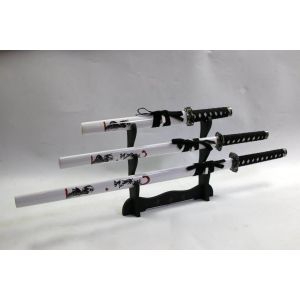 White with Black Handle and Black and Red Writing 3 set