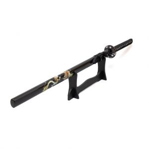 Black Katana with Golden Dragon