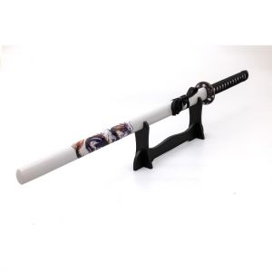 White Katana with Black and Purple Dragon