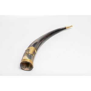 Genuine Natural Horn with Thors Hammer and Metal Fittings