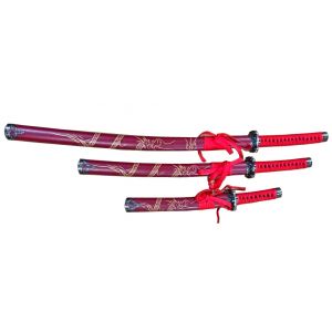 Red Set of 3 with Dragon (Stainless Steel Blade)